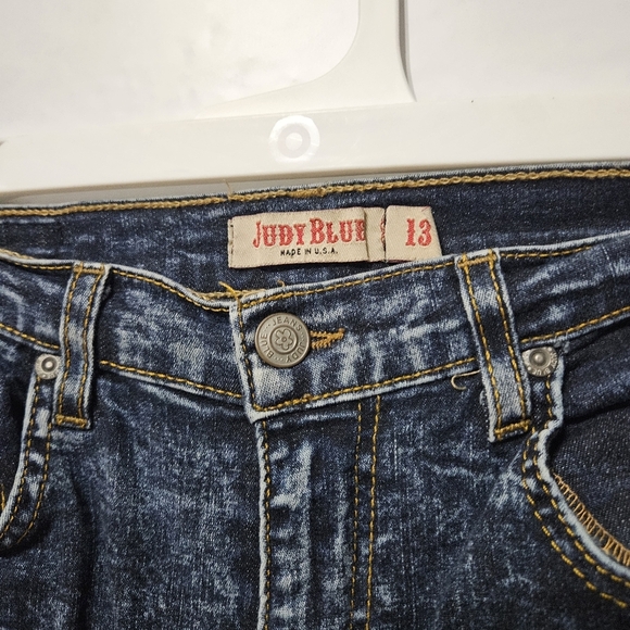 Judy Blue Women's 13 Dark Acid Wash Distressed Slashed Stretch Skinny Jeans B8 - Picture 3 of 9